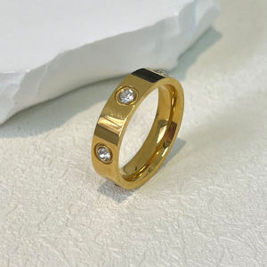 Non-Fading Titanium Steel Diamond Embedded Ring for Women Luxury Minimalist Rose Gold Couple Rings Geometric Pattern Accessories