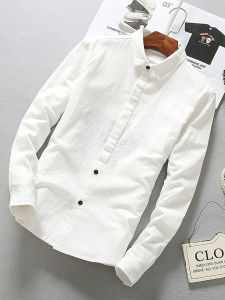 Youth Men Long Sleeves Shirt Spring Clothes New Arrival K-style Silm Underwear White Blouse Student Casual Mens Clothing Tide