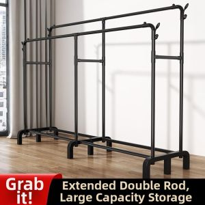 Freestanding Indoor Double Row Clothes Rack