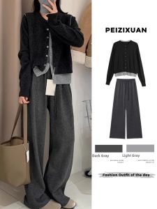 PEIZIXUAN | Grey Knit Spring Outfit Women