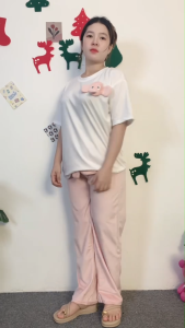 ชุดนอนขายาว เสื้อแขนสั้น ช้างน้อยสุดน่ารัก