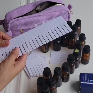 Purple Corduroy Essential Oil Carrying Case 14-Slot Adjustable Organizer Holds 21pcs 15ml Bottles 115ml Carrier Oil