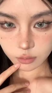 Big eyes 1 Pasang lensa mata softlens Contact Lenses /eye contact lens/One year use/1 VICE/14-14.5MM softlens minus diameter 14mm abu-abu softlens big eyes 16mm