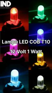 Lampu Kaca Resin COB LED T10 T 10 12 Volt 12V V 1 Watt 1W W Full Kaca 360 Derajat Sein Sen Ritting Speedometer Spidometer SpeedoKM Senja Kota Mundur Kilometer KM Kabin Mobil Motor Merah Biru Ice Blue Pink Kuning Hijau Putih