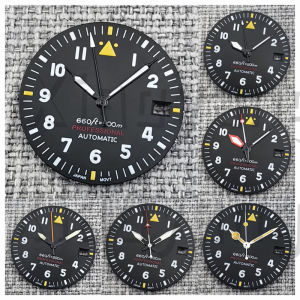 29mm Pilot Style Watch Dial and Hand Sets Black Dial With C3 Green Luminous Fit NH35 NH36 Movement Modified Watch Part Accessory