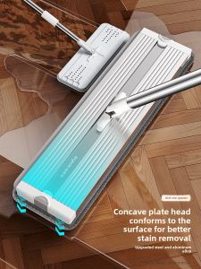 Aluminum Alloy Flat Mop Head Home Cleaning Tool Hand Wash Free Lazy Person Mopping Device Sticky Pad Water Scrubbing Fiber