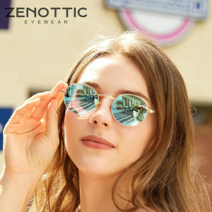 ZENOTTIC Male Round Polarized Sun Glasses Metal Frame UV400 Men Sunglasses Urban Style All-Weather Protection
