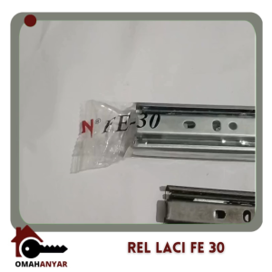 1 PASANG Rel Laci Double 2x Tarik Full Extension FE 30mm merk Huben 25 30 35 40 45 50cm