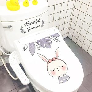 กระดาษติดที่นั่งปูนน่ารักแบบกันน้ำ กระดาษติดตกแต่งห้องน้ำลายกระต่ายสร้างสรรค์ กระดาษติดที่นั่งปูนลายการ์ตูนน่ารัก