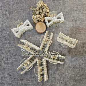 JEPIT RAMBUT MUTIARA PITA TRANSPARAN 7CM /JEPIT RAMBUT MUTIARA GAYA KOREA /JEDAI MUTIARA ELEGAN IMPORT / PEARL HAIR CLAW / YZ7820