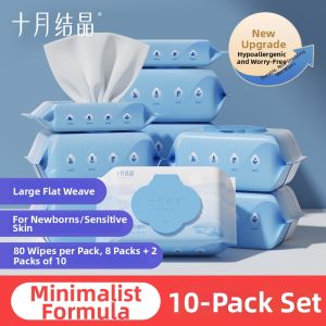 SHI YUE JIE JING | Newborn Baby Wipes for Hands Mouth and Bottom 80 Sheets Per Pack