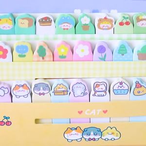 MOONSTRUCK Label Sticky Note Index Mark Cute Cartoon Animal Tulip Girl Cat Teddy School Office 排排坐便利贴索引SN211001