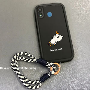 casing hp Vivo V9 terbaru 2025 Berbaring bebek datar kartun yang lucu Lanyard Anti -fall Model pasangan