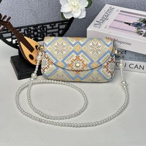 Pure Guangxi Zhuang Fabric Mini Crossbody Phone Bag Fashionable Artisanal Design Geometric Patterns Ideal for Daily Use