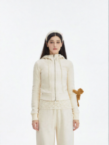 New Lovely Bear Pattern Womens Hooded Long Sleeve Fleece Jacket
