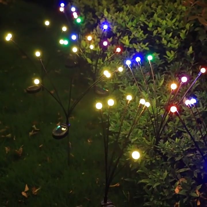 HOMEKING | 6/10LED Firefly Garden Lights Solar Outdoor Swaying Lights Waterproof Solar Powered Firefly Lights Solar Swaying Light Solar Garden Lighting Lampu Raya Lampu Laman Rumah Decorative Stakes for Outdoor/Patio/Yard/Garden