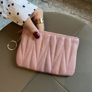 Mini Leather Coin Purse Womens Slim Zipper Wallet Sheepskin Genuine Leather Coin Bag Trendy Simple Style 2025 New Model