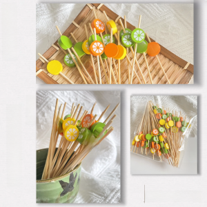 Creative Mixed Rabbit Disposable Fruit Forks High Aesthetic Value Decorative Bamboo Burger Sandwich Cocktail Party Forks
