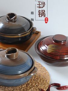 Retro Ceramic Mini Pot with Lid for Home Use Soup Noodle Boiling Water Vessel Clay Pot Cooking Tool for 1-4 People