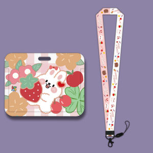 กระเป๋าใส่บัตรนักเรียนรูปกระต่ายการ์ตูนน่ารักพร้อมหัวเข็มขัด บัตรประจำตัว บัตรค้าขาย กระเป๋าใส่บัตรแบบยืดหยุ่น สำหรับโรงเรียน