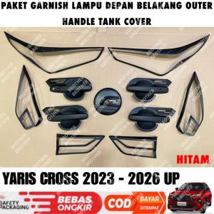 Paket Yaris Cross 2023 2024 2025 Garnish Depan Belakang Outer Handle Tank Cover Hitam Chrome Carbon