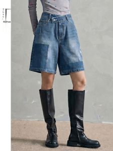 Loose Cotton Blue Denim Shorts