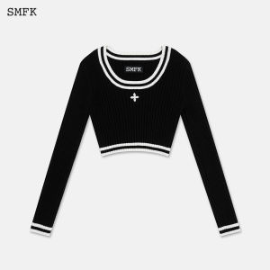 SMFK | Fitted Embroidered Classical Cross Knit Sweater