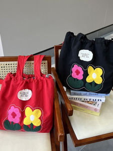 Embroidered Flower Nylon Bag Womens Shoulder Tote Bag Large Capacity Commuter Bag Fashionable All-Match Single Shoulder Bag
