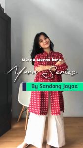 SANDANG JAYAA - Yura Series Tunik Batik Cap Atasan Wanita Terbaru Kekinian Outfit Ngantor Trendy Cantik - Warna Merah Biru Kuning Bata Hitam