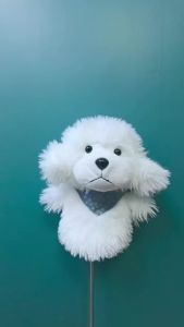 Tianwell Golf Driver Headcover White/Brown Teddy Design Soft Plush Material Animal Golf Club Headcover