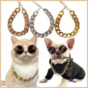 Pet Necklace Cat Dog Neck Chain Adjustable Fashion Gold Silver Plated Dog Collar Pet Outfits Accessories