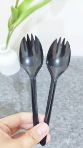 UNO Sendok Garpu 2in1 hitam isi 25pcs