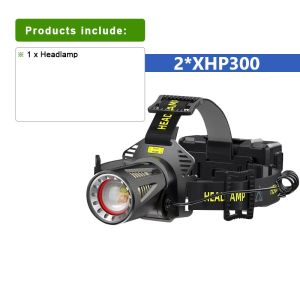 New Sensor Headlamp 2*XHP50 Dual Light Source White Warm Light USB Rechargeable Headlight Warning Light Outdoor Camping Fishing