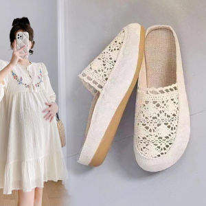 Maternity Slip-On Soft Bottom Sandals Half Slippers Anti-Slip for Outdoor Summer Wear Comfortable Flats for Pregnant Women in Late Pregnancy And Edema