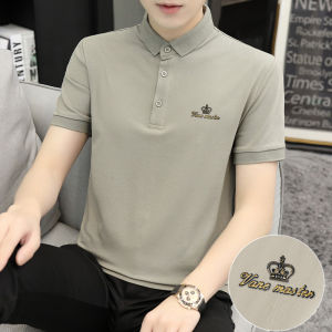 Ice Silk Polo Shirt Mens Short-Sleeved Summer Thin Pearl Cotton Lapel T-shirt Business Classy Half Sleeve T-shirt Top Clothes