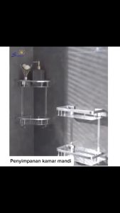 Rak Sudut Kamar Mandi Aluminium 1/2 Susun Segitiga Rak Shampoo Sabun Dinding Anti Karat 22cm