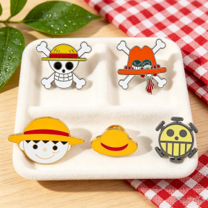 Bandai | Cute Pirate Themed Enamel Pins - Colorful Skull & Hat Brooches Collectible Metal Lapel Pins for Fans