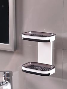 Soap Box - 2-ชั้น ที่วางสบู่ ไม่ต้องเจาะผนัง กล่องสบู่ติดผนัง สำหรับการน้ำเก็บผลิตภัณฑ์