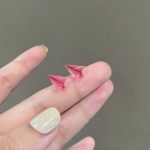Pink Paper Plane Plastic Earrings Student Friendly Anti Allergy Simple Design Spring Fashion Jewelry for Women