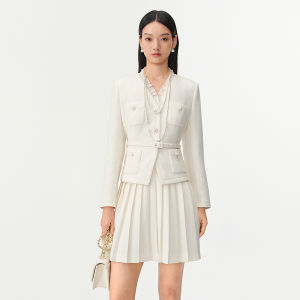 Koradior | Fashionable Elegant Pleated Falsely Two-Piece Women Dress