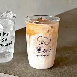 Cốc Thủy Tinh Chịu Nhiệt Hoạt Hình Cartoon Cup Cà Phê Mỹ Cốc Sữa Cold Drink Cup Cốc Sữa Chua Sáng Cốc Nước Ép Trái Cây