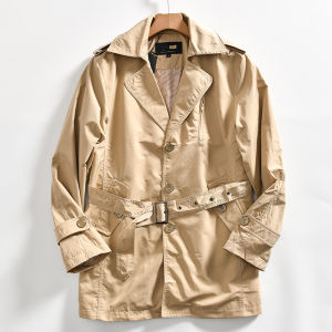 Fashionable British Style Mens Windbreaker Coat Medium-Length All-Memory Fabric Spring Season Versatile Youth Standard Fit