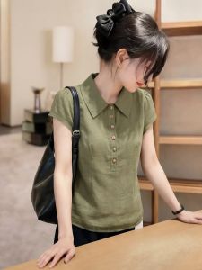 YIKEMAI | Slimming Big Size Lapel Casual Commuter Style Women Short Sleeve Shirt