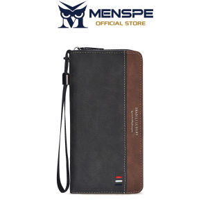 MENSPE Fashion Mens Wallet Long Wallet Soft PU Wallet Multi-Functional Wallet Retro Pattern Large Capacity Purse Multi-Card Position ID Credit Cards Holders Phone Bag Business Wallets Long Zipper Wallet