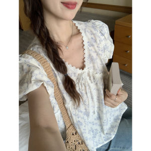 imimtuan | Áo Sơ Mi Cổ Kết Nơ Hoa Tay Bồng