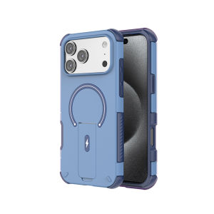 Luxury Fold Stand Holder For Magsafe Armor Phone Case for iPhone 17 16 Plus Pro Max Plus Magnetic Shockproof Bumper Matte Cover