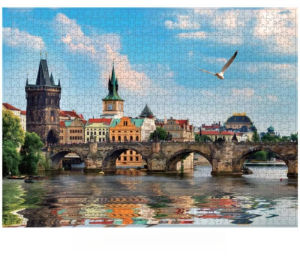 500/1000/1200/2000Pieces High Quality Jigsaw Puzzle Toy Blue Card Paper Adult Building Landscape Prague Oil Painting Puzzle