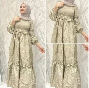 Long Dress Andini Smock Sabrina Motif Kekinian Bahan Katun