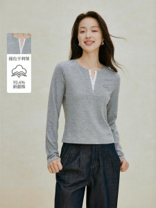 INMAN | Color Block Henley Neck Casual T-shirt