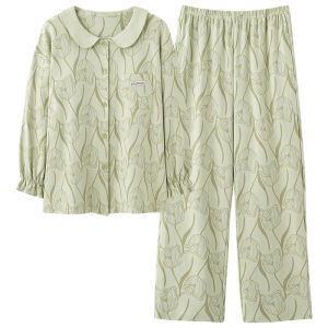 Miiow | Pure Cotton Long Sleeve Loose Casual Home Clothes Set For Women Cat Person 2025 New Style Sleepwear Suitable For Outdoor Wear